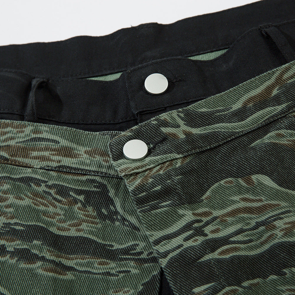 Tristan Ford | Men's Black Tiger Camouflage Denim Shorts