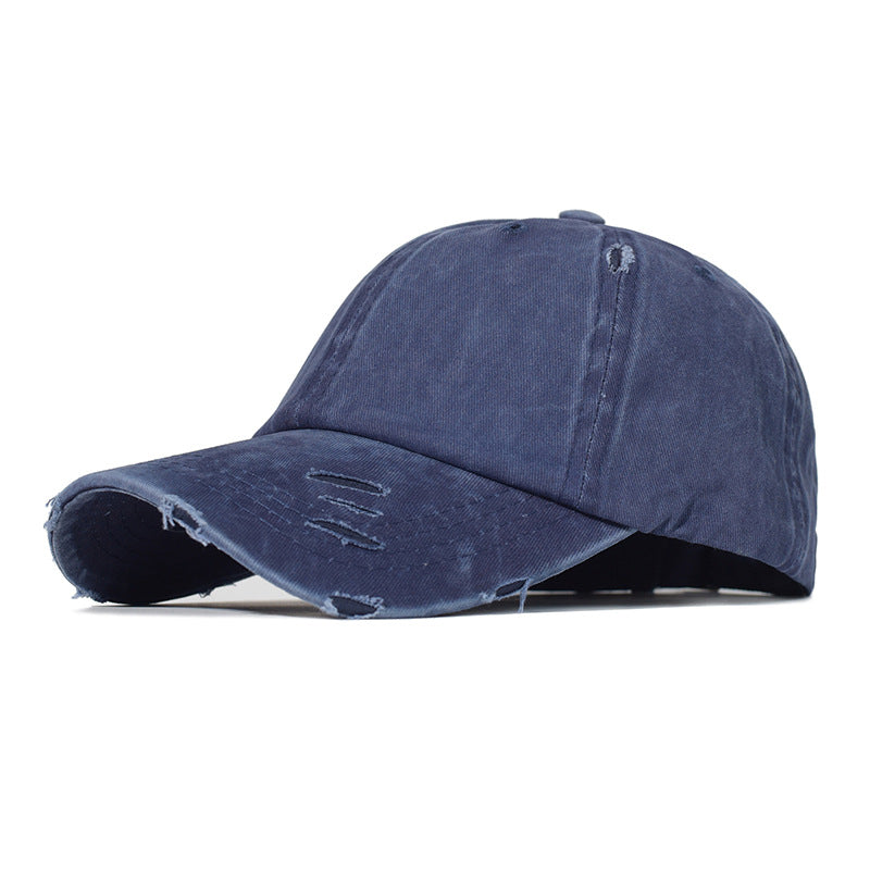 Hole In Cotton Washed Ponytail Baseball Cap