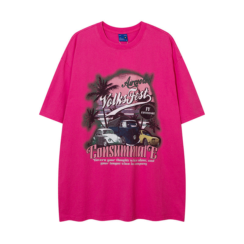 Fashion Oil Painting Cartoon Short Sleeve T-shirt Men