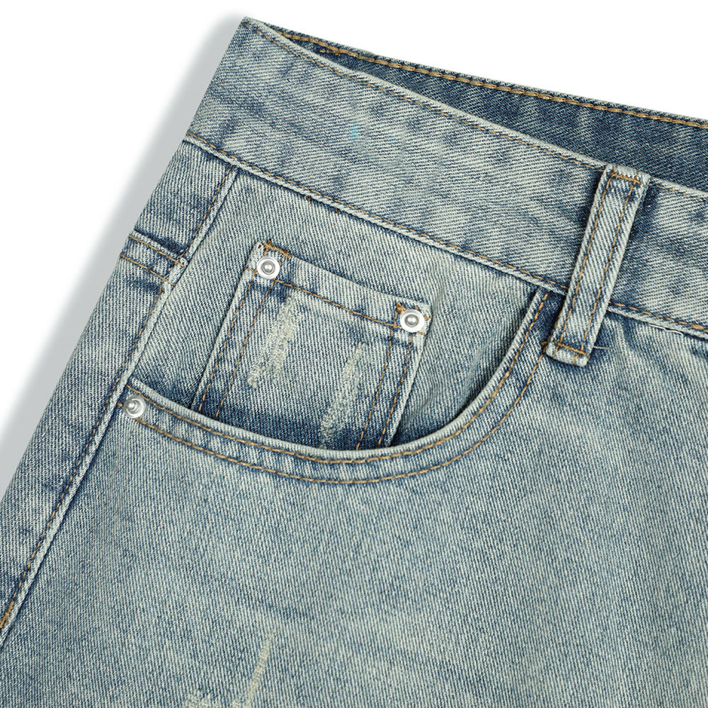 Tristan Ford | Retro Distressed Blue Denim Shorts for Men