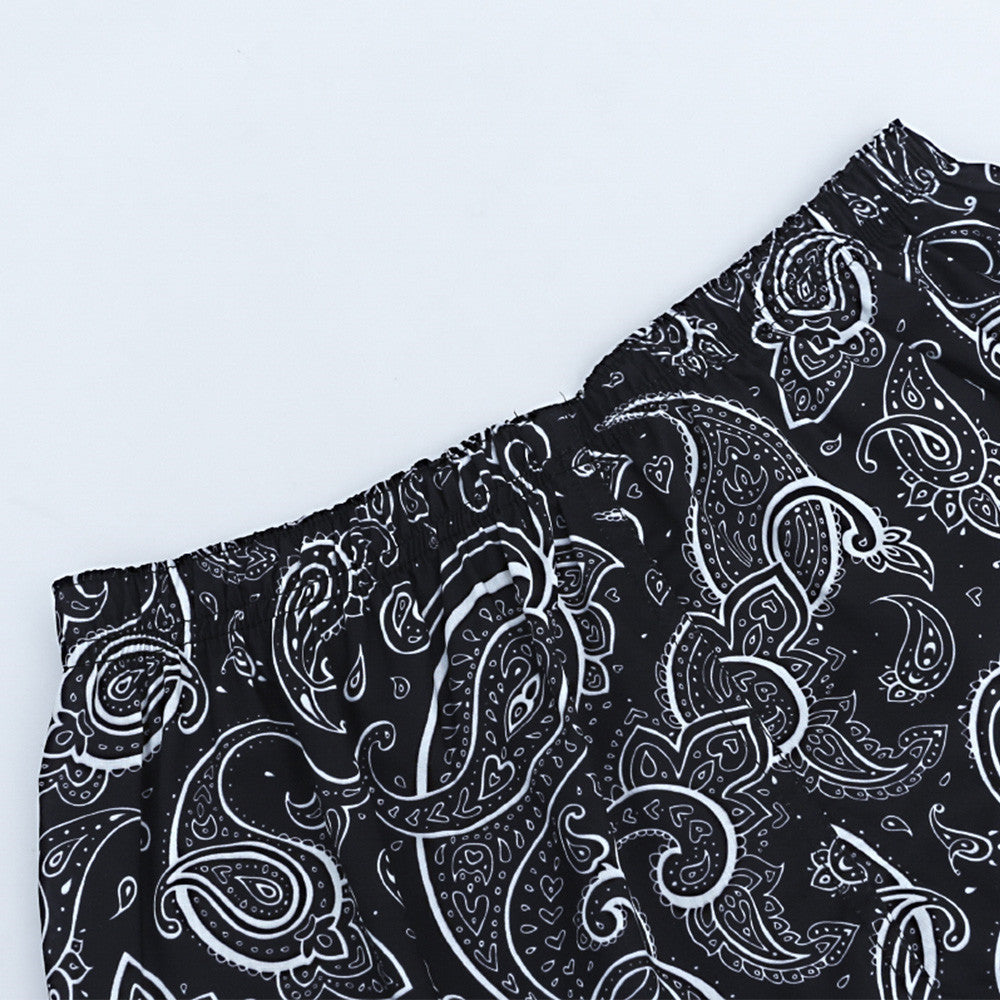 Tristan Ford | Men's Black Paisley Cotton Leisure Shorts