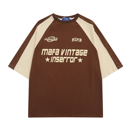 Letter Patchwork Short-sleeved T-shirt Men