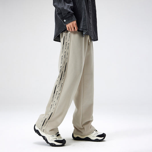 Retro Side Stripes Draped Pants Men