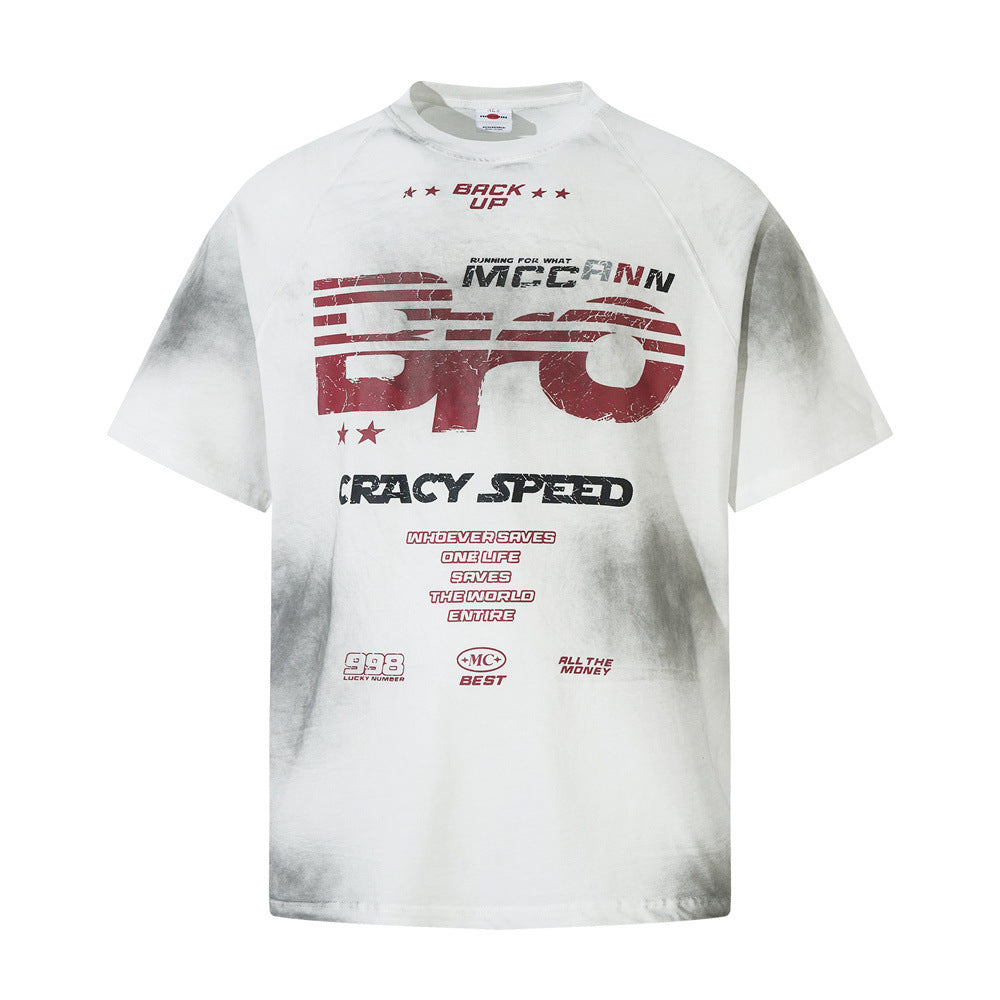 Letter Print Short-sleeve T-shirt Punk Trendy Men