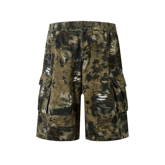 Animal Serpentine Camouflage Workwear Shorts Men