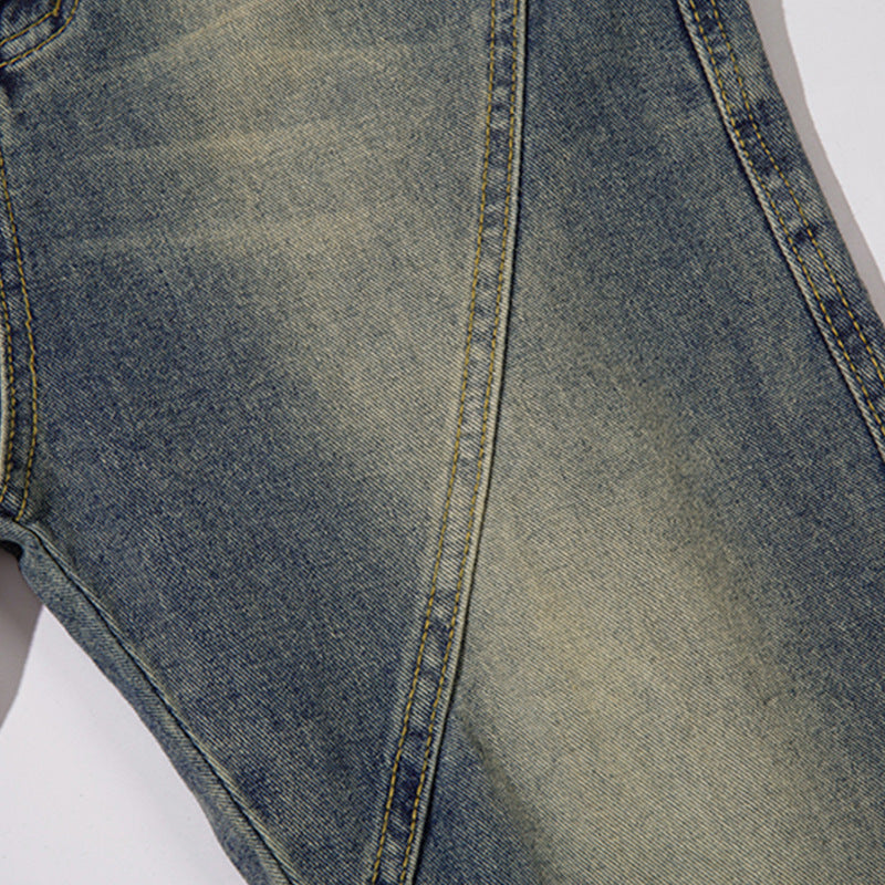 Tristan Ford | Men’s Blue Cotton Denim Straight-Leg Leisure Pants