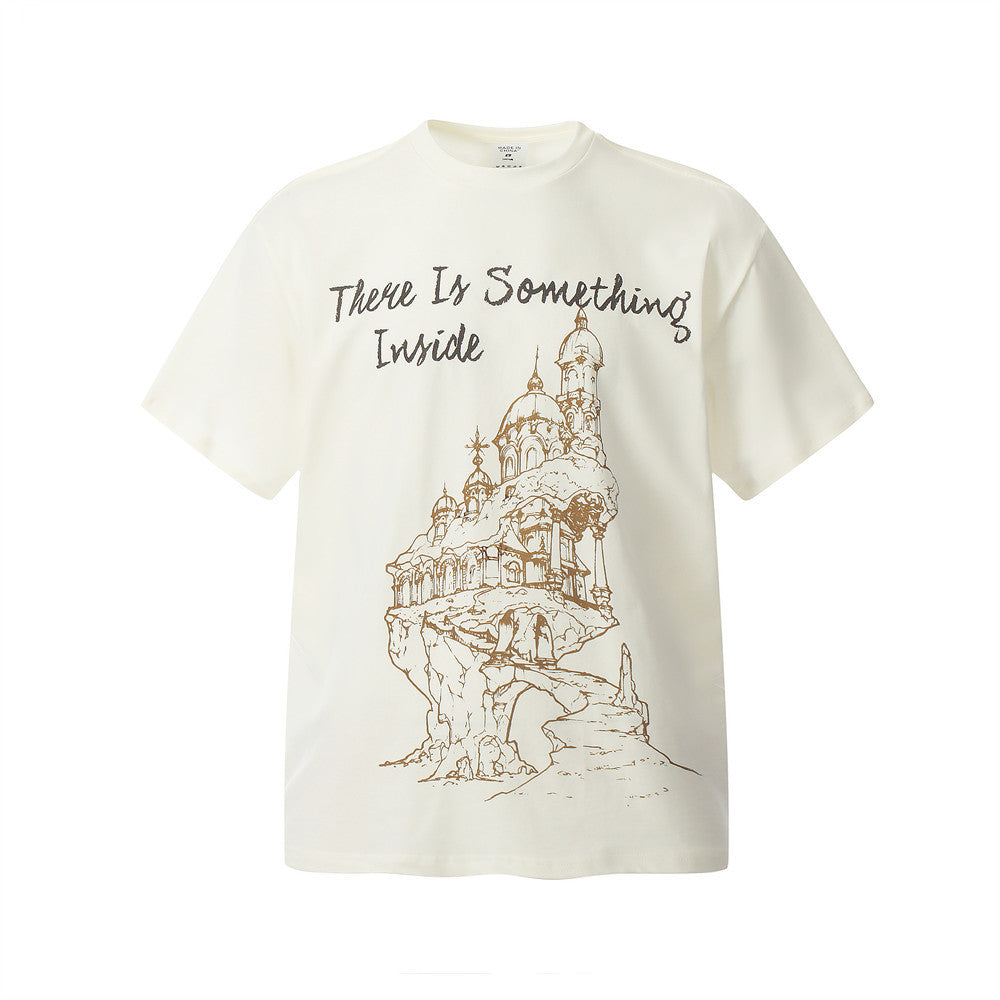 Abstract Castle Printed Short-sleeved T-shirt For Men