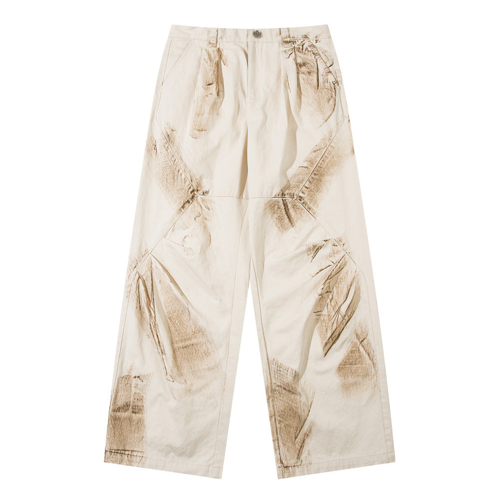 Dirty Painting Loose Casual Long Pants Men