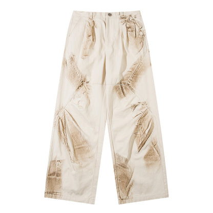 Dirty Painting Loose Casual Long Pants Men
