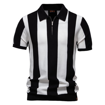 Lapel Short-sleeved Woolen Polo Shirt For Men