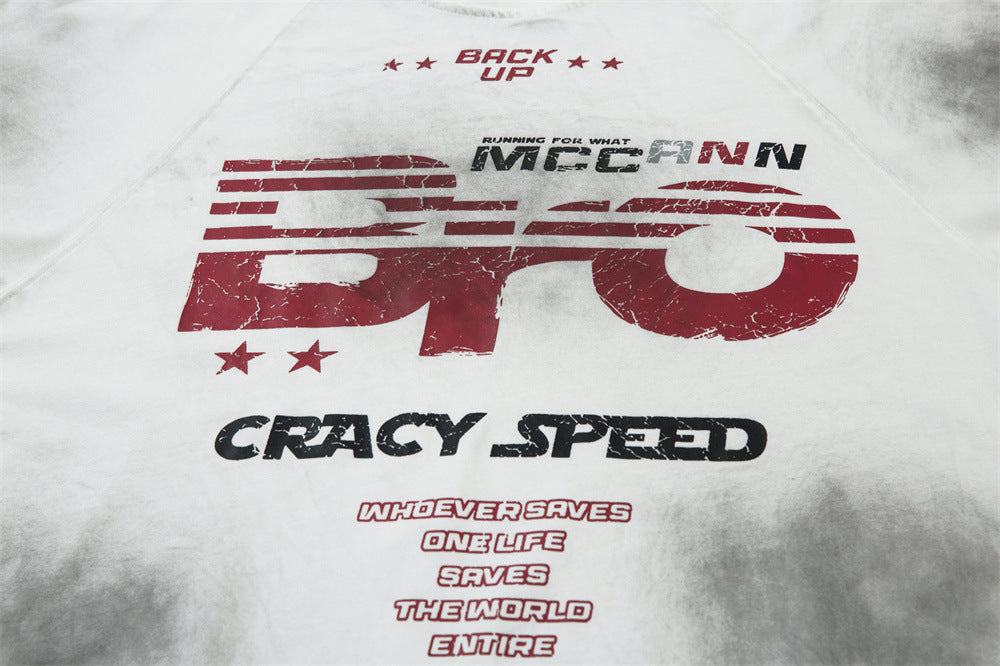 Letter Print Short-sleeve T-shirt Punk Trendy Men
