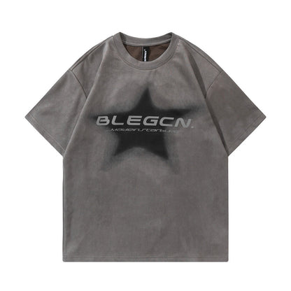Five-pointed Star Printed T-shirt Top For Men