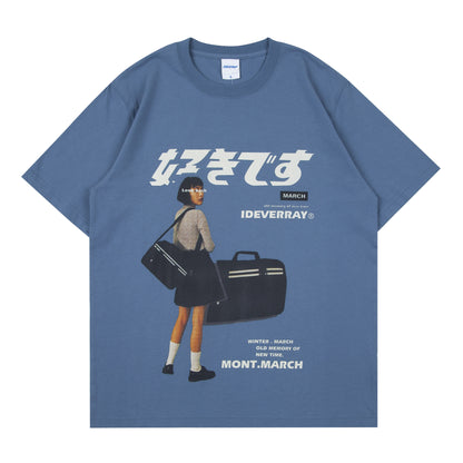 Loose Couple Character Printing Casual T-shirt Men And Women
