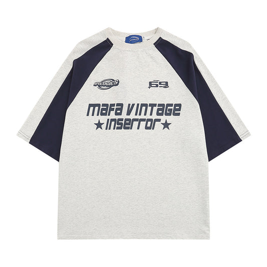 Letter Patchwork Short-sleeved T-shirt Men
