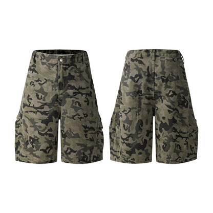 Retro Workwear Shorts Men And Women Zipper