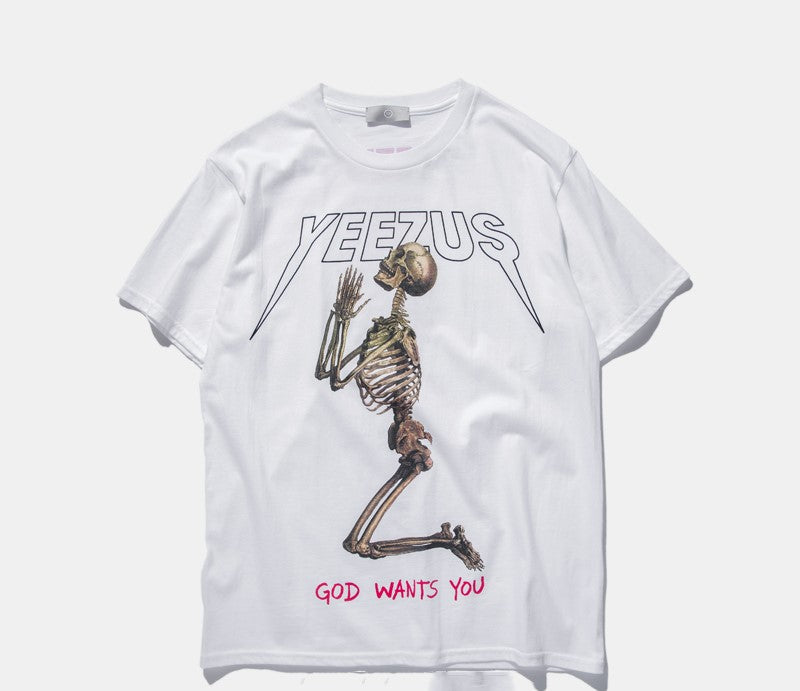 Pure cotton skull religious men and women T-shirt