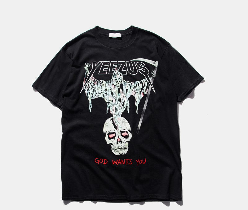 Pure cotton skull religious men and women T-shirt