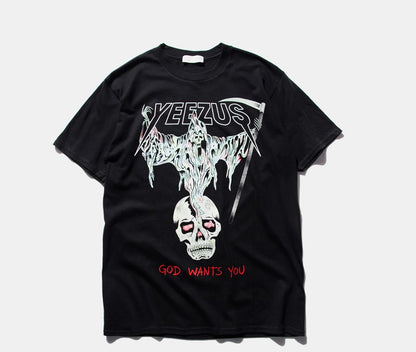 Pure cotton skull religious men and women T-shirt