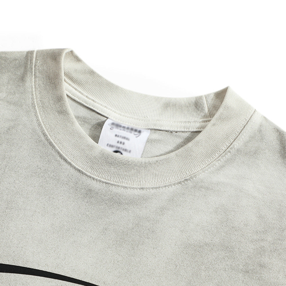 Waste Soil Letter Printing Dirty T-shirt Men
