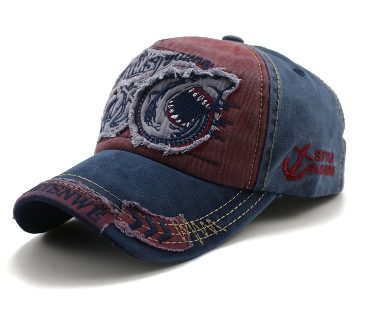 Patch washed cotton cap
