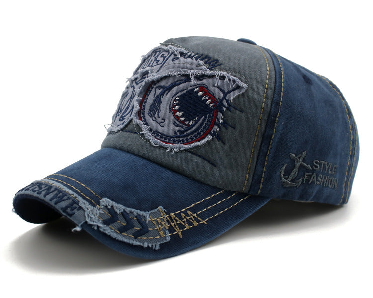 Patch washed cotton cap