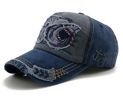 Patch washed cotton cap