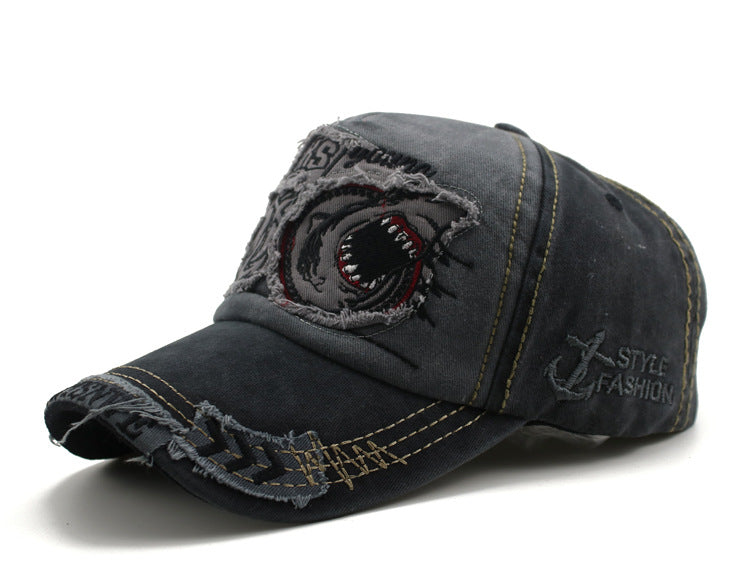 Patch washed cotton cap