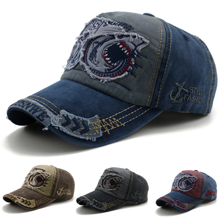Patch washed cotton cap