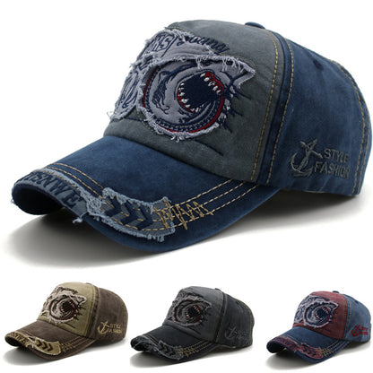 Patch washed cotton cap
