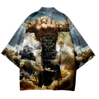 The Great Sage Of Heaven Printed T-Shirt Country Tide Road Robe Summer Sun Protection Clothes Men And Women Lovers Cardigan Jacket Kimono National Style