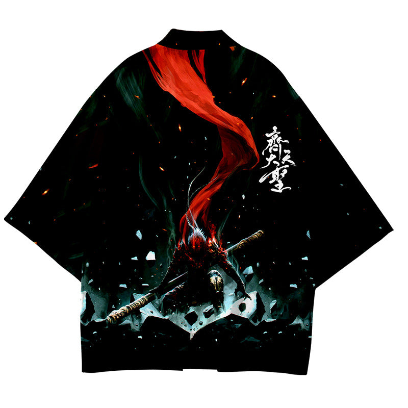 The Great Sage Of Heaven Printed T-Shirt Country Tide Road Robe Summer Sun Protection Clothes Men And Women Lovers Cardigan Jacket Kimono National Style