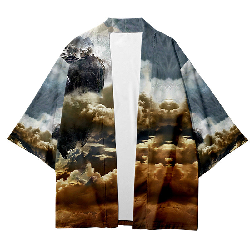 The Great Sage Of Heaven Printed T-Shirt Country Tide Road Robe Summer Sun Protection Clothes Men And Women Lovers Cardigan Jacket Kimono National Style