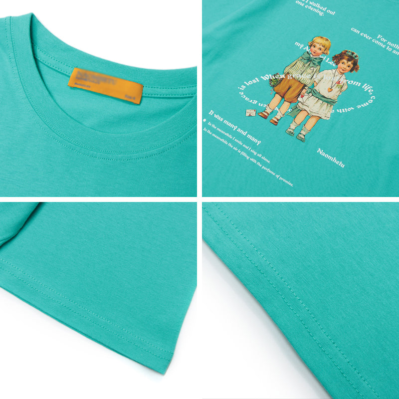Summer Retro Trend Portrait Printing Short-Sleeved T-Shirt Men And Women Niche Trendy Brand Bf Casual Loose Wild Couple Outfit