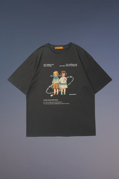 Summer Retro Trend Portrait Printing Short-Sleeved T-Shirt Men And Women Niche Trendy Brand Bf Casual Loose Wild Couple Outfit