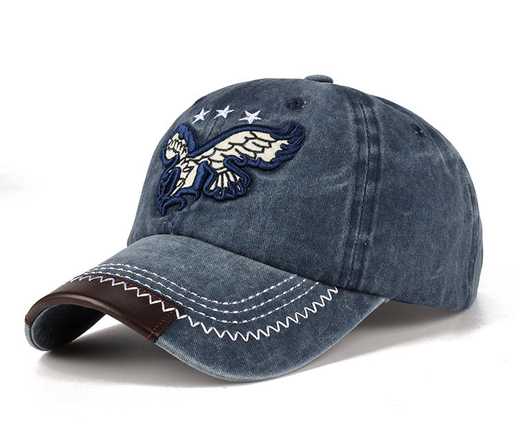 Vintage Washed Cowboy Baseball Cap Casual Embroidered Curvetail Cap