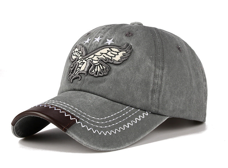 Vintage Washed Cowboy Baseball Cap Casual Embroidered Curvetail Cap