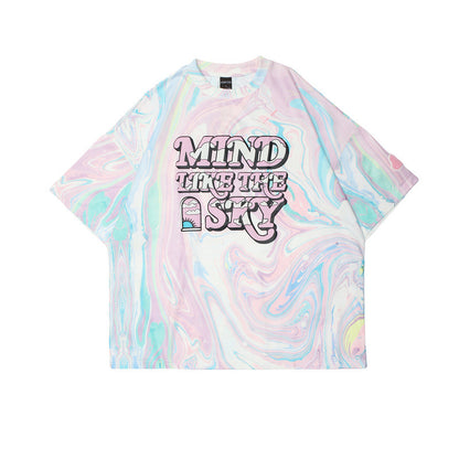 Tie-dye Printed Short-sleeved T-shirt Men And Women Trendy Brand Street Loose Casual