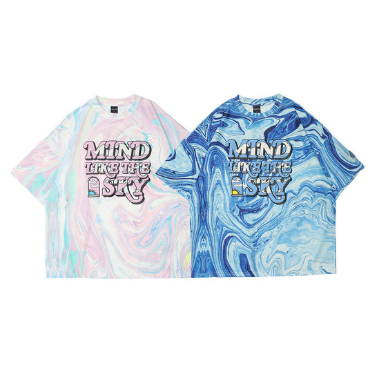 Tie-dye Printed Short-sleeved T-shirt Men And Women Trendy Brand Street Loose Casual