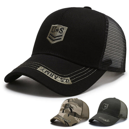 Hat Men'S Camouflage Army Cap Fashion Embroidery Mesh Cap Breathable Outdoor Sports