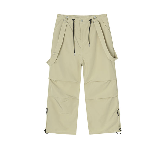 20ss Harbor Style Basic Casual Belt Pants, Leg Binding Overalls, Men''s Versatile Straight Casual Pants