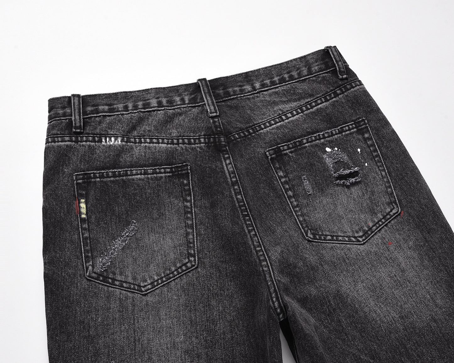 Three-dimensional Cutting Loose Baggy Ripped Cat Beard Bootleg Pants Men And Women