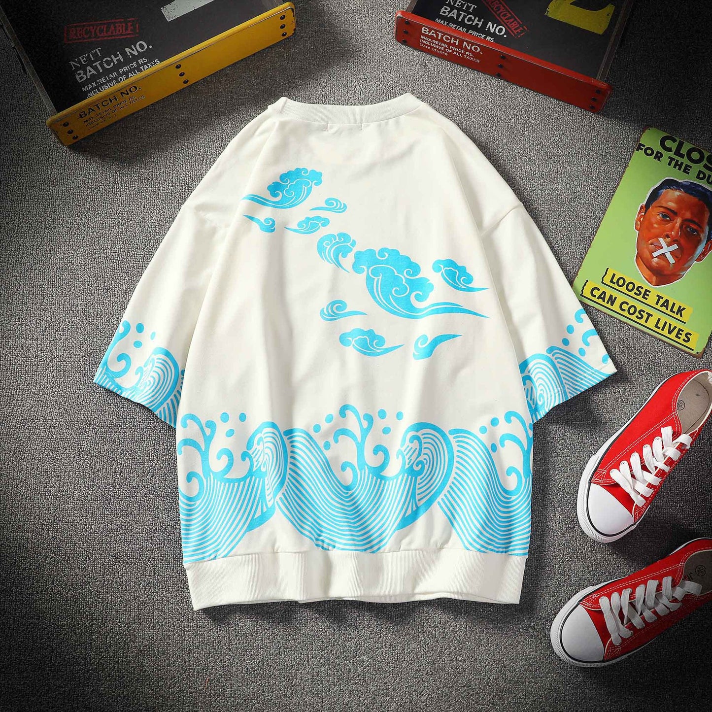 Compassionate men summer new Japanese casual fashion Chinese style wild personality five-point sleeve short-sleeved T-shirt