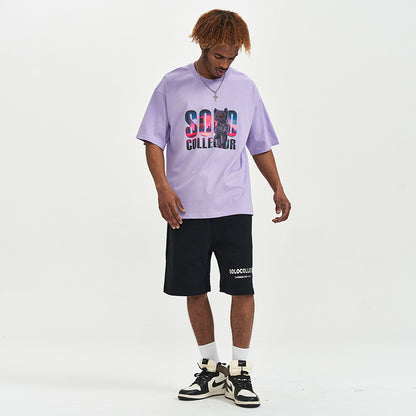 Cartoon Bear Loose Short-sleeved T-shirt For Men