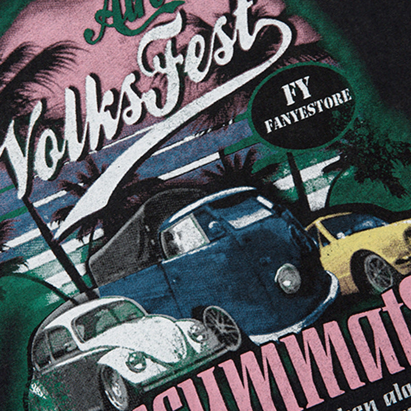 Fashion Oil Painting Cartoon Short Sleeve T-shirt Men