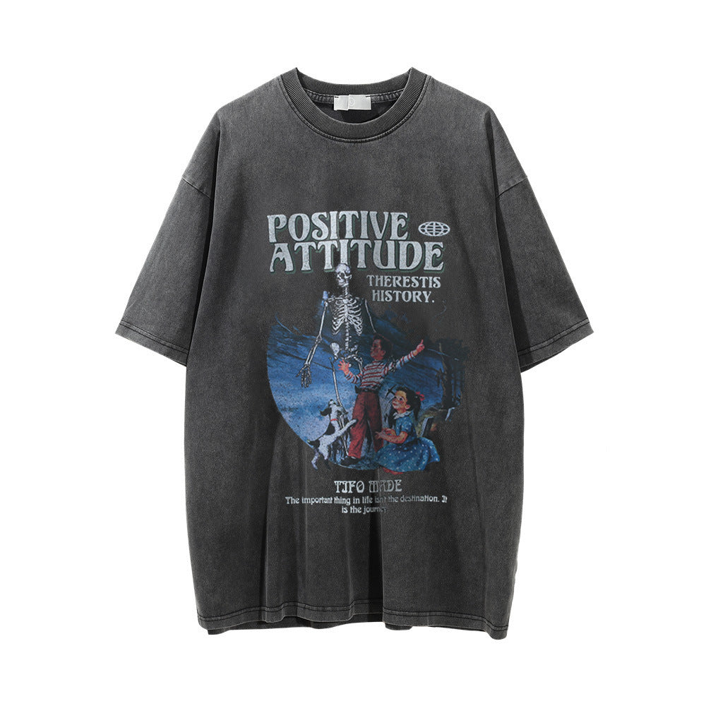 Skull Character Printed Short-sleeved T-shirt For Men