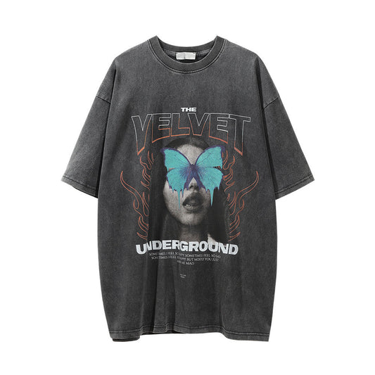 Fashion Personalized Printed Washed T-shirt Men
