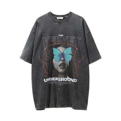 Fashion Personalized Printed Washed T-shirt Men