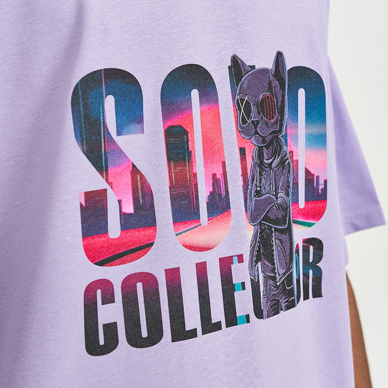 Cartoon Bear Loose Short-sleeved T-shirt For Men