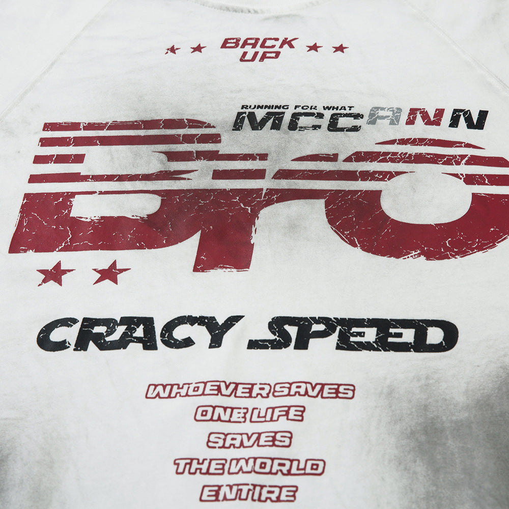 Letter Print Short-sleeve T-shirt Punk Trendy Men