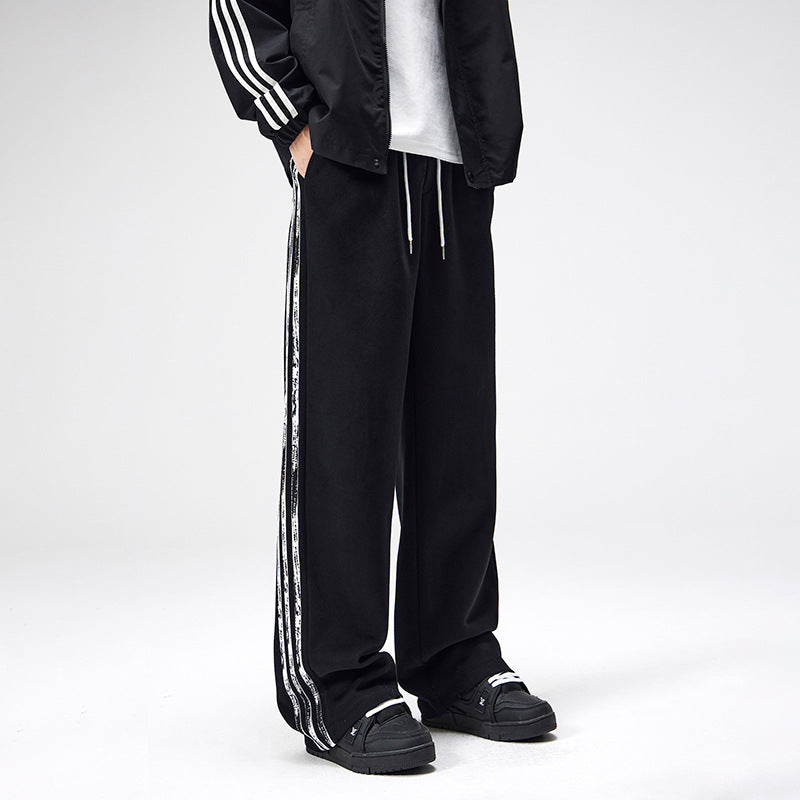 Retro Side Stripes Draped Pants Men